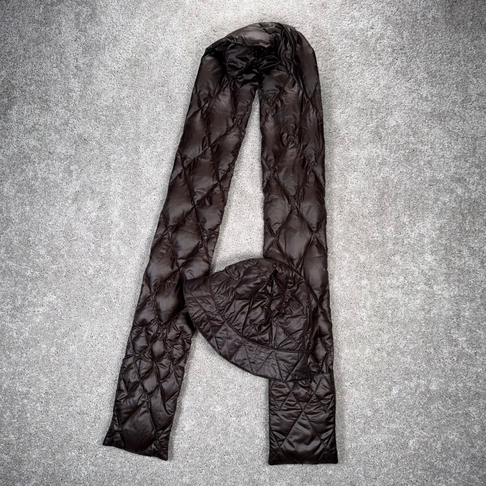 Eddie Bauer Brown Quilted Goose Down Scarf and Bucket Hat Set Style 74"x5"